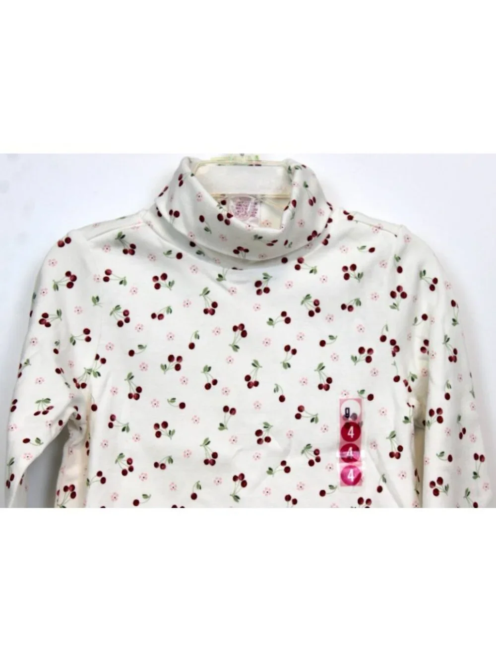 2003 Gymboree holiday Magic White Cherry Turtleneck sz 4 TShirt Winter Tee